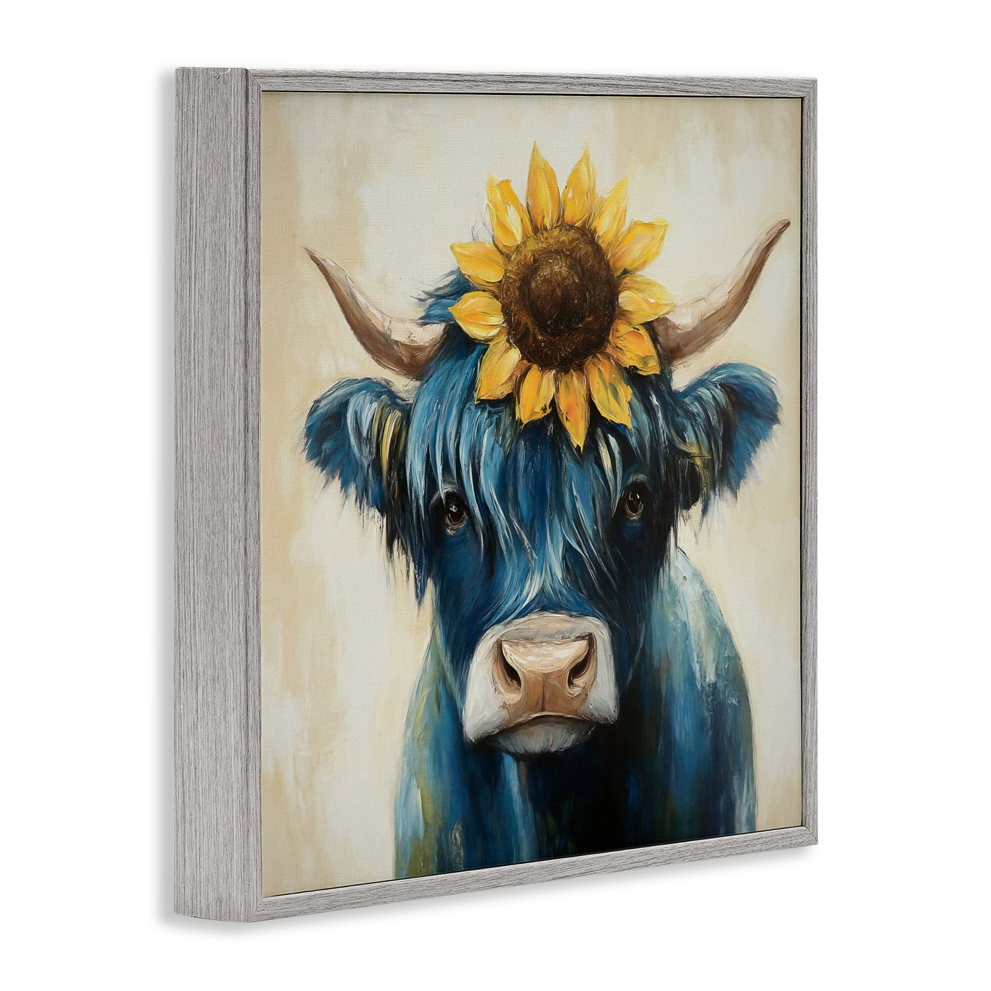 Stupell Industries Pastoral Sunflower Highland Gray Framed Giclee Art, design by Tina LeCour
