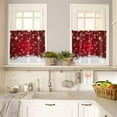 thumbnail image 2 of Christmas Red Kitchen Curtain 2 Panels Tiers Curtains 24 Inch Length, White Snowflake Xmas Winter Curtains Rod Pocket Curtains Window Drapes Treatment Window Cafe Curtains, 2 of 5