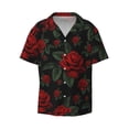 thumbnail image 3 of Goofa Roses Printed Men's Casual Short-sleeved Shirt,Lightweight Breathable Button-down,Summer Casual men's top,Versatile Fashion shirt-X-Large, 3 of 7