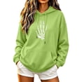 thumbnail image 3 of Otvok Ladies Warm Sweatshirts, Skull Bone Hand Graphic Drawstring Front Pocket Loose Casual Women Hoodie, 3 of 7