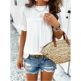 thumbnail image 5 of MORTTIC Women's Elegant Ruffle Detail Blouse Short Sleeve Round Neck Top for Summer, Perfect for Office, Casual Outings, and Elegant Daily Wear, 5 of 6