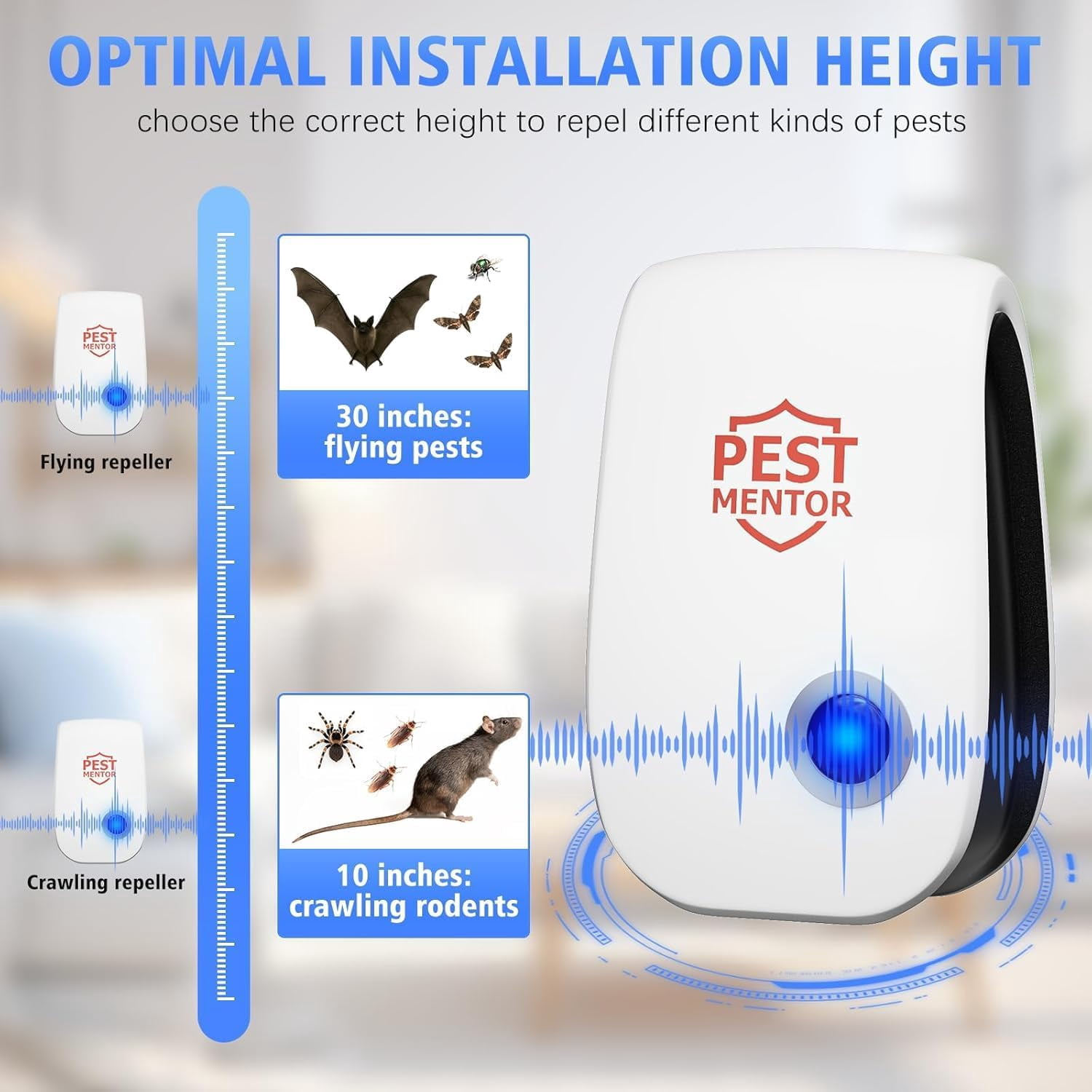 Ultrasonic Pest lent 10 Packs, Plug-in Ultrasonic Pest lent Indoor, Effectively Mosquitoes Mice Flies Cockroaches Insects Spiders Ants, Pest Control for Home Office Kitchen Room