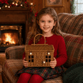 thumbnail image 2 of Vintage Woven House Basket with Door, Decorative Handwoven Storage Basket with Handle & Rustic Design, Multi-Purpose for Holiday Decor Home Storage Gift Organization（Brown）, 2 of 8