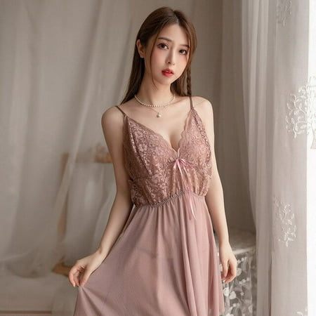 YCNYCHCHY Women Nightwear Sex Lace Temptation Underwear Strap Nightgown Sheer Summer Sexy Sleepwear Night Dress Lingerie Dressing Gown
