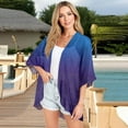 thumbnail image 4 of bbyeadc Summer Shrugs for Women Lightweight 3/4 Sleeve Kimono Chiffon Cardigans for Women Open Front Shrug Cardigan Gradient Dressy Casual Soft Oversized Cardigans, Dark Purple XL, 4 of 6