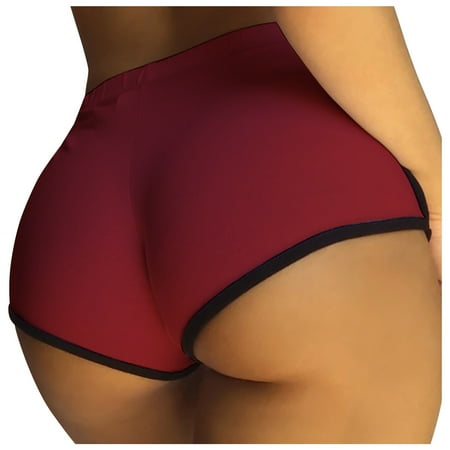 BKQCNKM Gym Shorts Women Workout Shorts Womens Shorts Biker Shorts Swim Shorts Women High Waist Two Pockets Workout Shorts  Red S