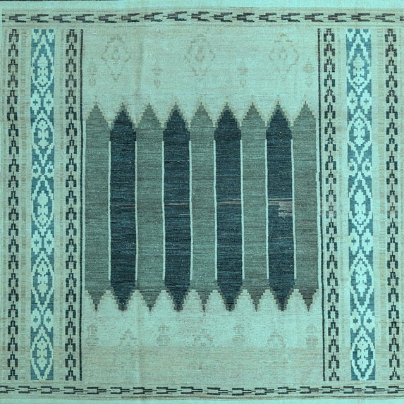Ahgly Company Indoor Square Abstract Light Blue Modern Area Rugs, 3' Square