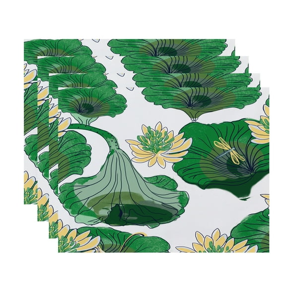 Simply Daisy, 18 x 14 inch, Lotokoi, Floral Print Placemat (Set of 4), Green
