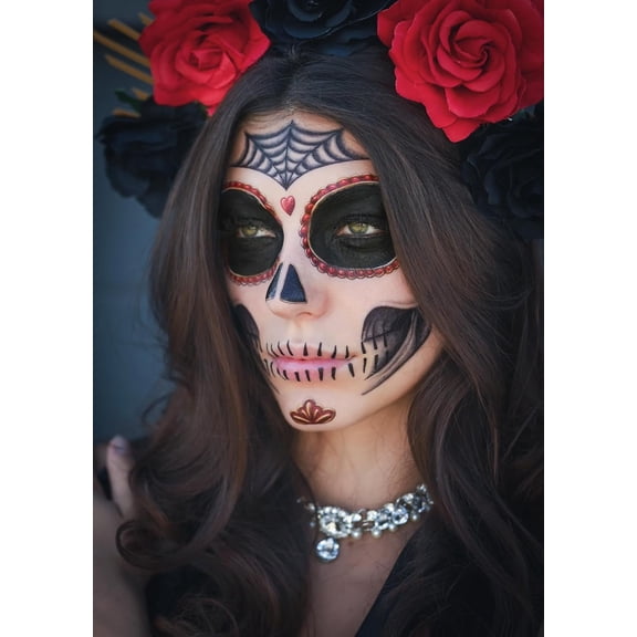 TattooCrew La Catrina — Dia de los Muertos Face Temporary Tattoo | 2 Complete Looks | Dermatest Certified
