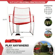 PowerNet Volleyball Practice Net Station and Large Carry Bag Bundle | 8 ft Wide by 11 ft High | Ball Return | Great for Hitting and Serving Drills | Perfect for Team or Solo Training