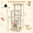 thumbnail image 3 of Costway Large Multi-level Cat Tree 58" Tall Cat Tower with Swaying Aerial Condo Perch Bed Beige, 3 of 10