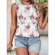 thumbnail image 4 of Camisas Casuales de Verano para Mujer, con Cuello Redondo y Mangas , Blancas con Flores Rojas, Talla L, 4 of 7