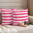 thumbnail image 2 of Pink Striped Outdoor Waterproof Pillow Covers, Modern Simple Monochrome Geometric White Decorative Square Throw Pillowcase Sofa Cushion Sham for Patio/Couch/Chair, 24"x24" 2 Pack, 2 of 8