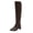 Brown, variant on DeHolifer Women's Knee High Boots Round Toe Stretchy Fashion Low Block Heel Zipper Tall Boots