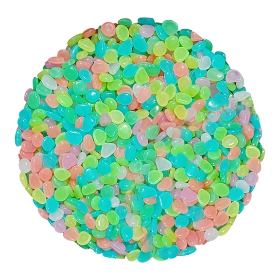 200 Pcs Glow In The Dark Aquarium Pebbles Colorful Luminous Fish Tank Rocks Resin Stones Garden Walkway Decor 0.51in