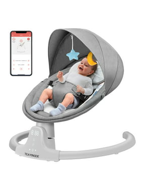 TEAYINGDE Baby Swing for Infants APP Remote Bluetooth Control 5 Speed 10 Lullabies USB Plug(Gray)