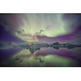 thumbnail image 2 of Anon, Josh 18x13 White Modern Wood Framed Museum Art Print Titled - Iceland, Jokulsarlon Aurora lights over a lagoon, 2 of 4