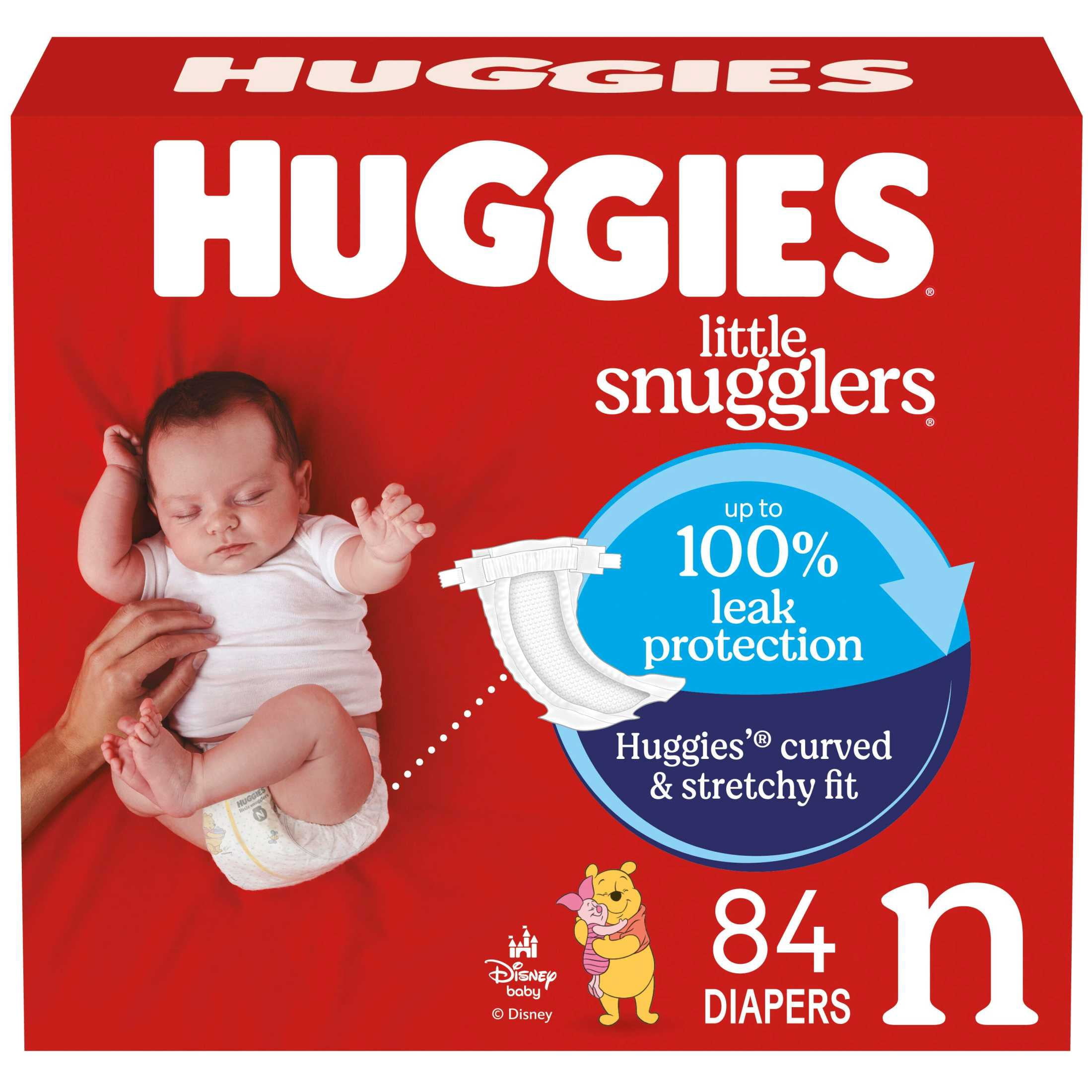 Huggies Little Snugglers Baby Diapers, Size Newborn (up to 10 lbs), 84 Count (Select for More)