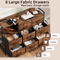 thumbnail image 2 of Eunos 8 Wide Drawers Dresser with Charging Station and Open Shelf for Bedroom Closet Dorm, Wood Grain Print, 2 of 7