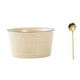 thumbnail image 1 of Taza de cerámica con forma de coco para leche y cuchara, ideal para adultos y niños. Beige, 1 of 8