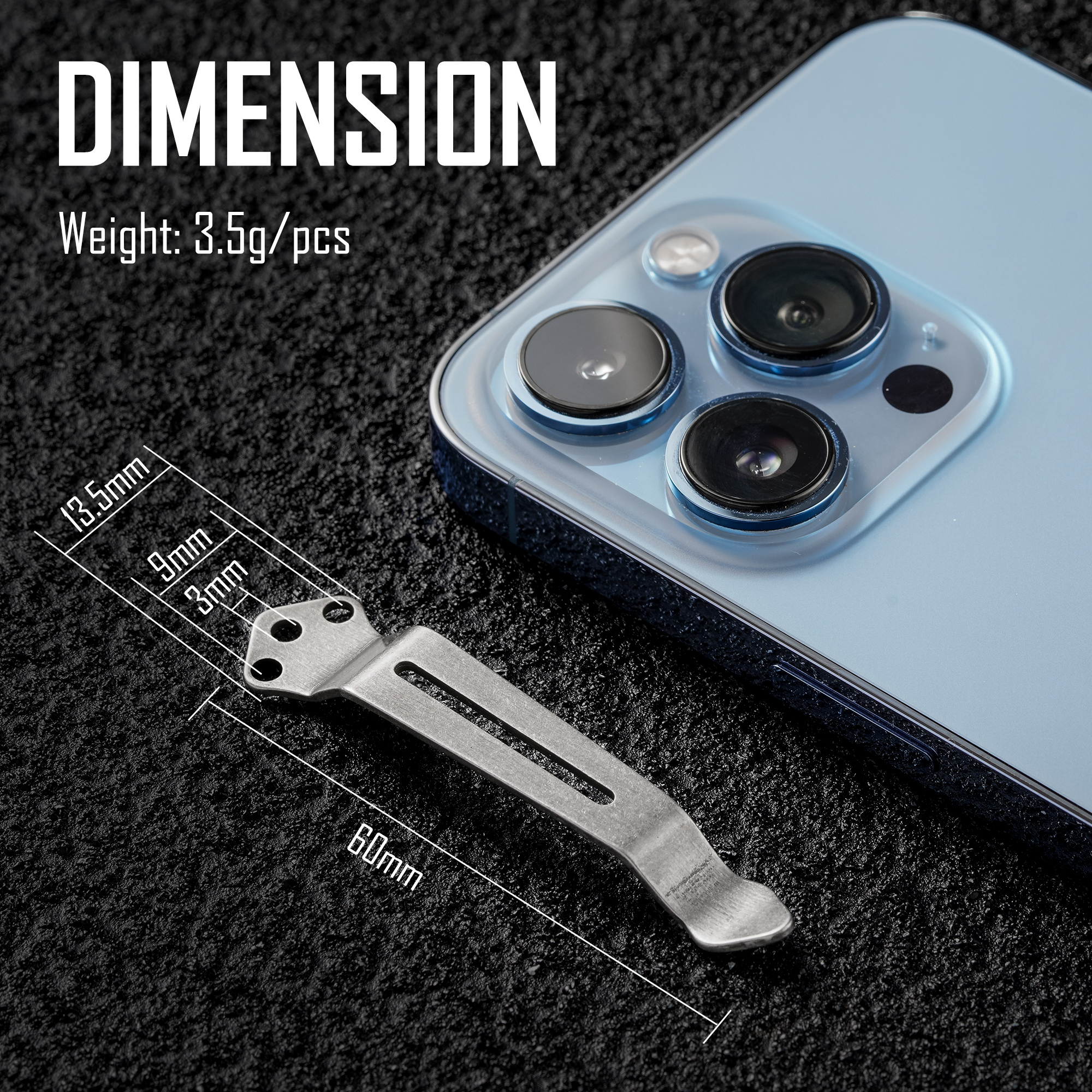 Key Unity Deep Carry Pocket Clip, Stainless Steel 3 Hole Pocket Clip for Knife & Multitool, Pack of 3