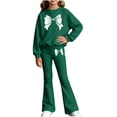 thumbnail image 4 of OGLCCG Girls 2 Piece Outfits Girls Clothes Fall Long Sleeve Bow Print Crew Neck Sweatshirt Top and Flare Pants Set Little Girls Outfits Size 3-14, 4 of 5