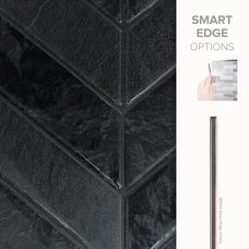 Smart Tiles Peel and Stick Backsplash, 5 Adhesive Tiles, Chevron Black, 11.43"x9"