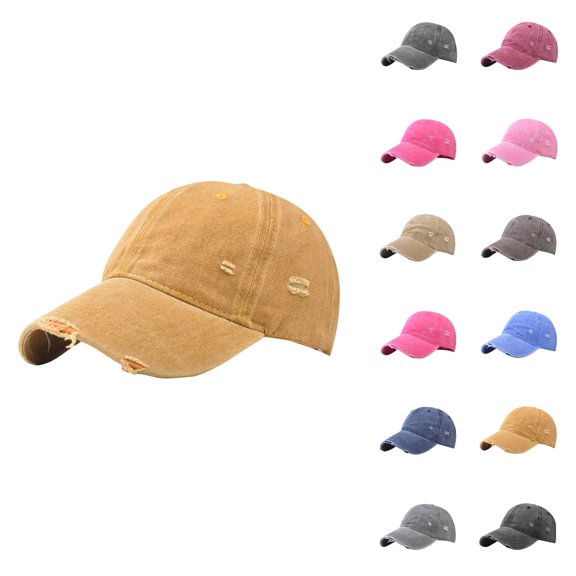 Ripped Distressed Baseball Cap Women Men Summer Adjustable Size Outdoor Sun Hat