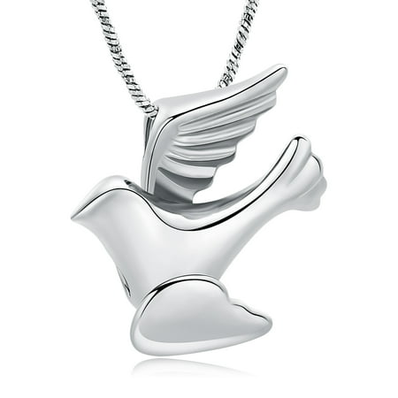 Peace Dove Urn Necklace Stainless Steel Pet Cremation Pendant Necklace Memory Ashes Keepsake Jewelry