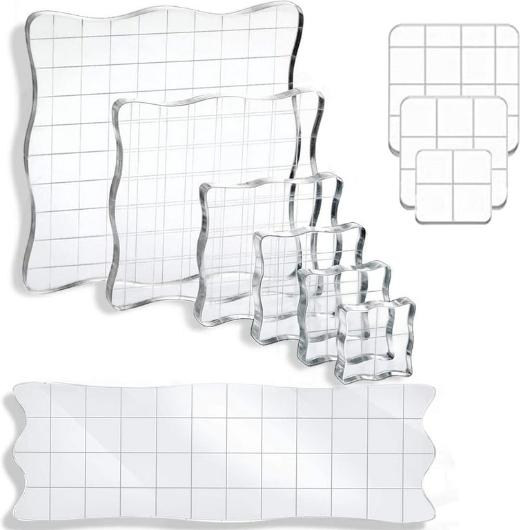 Acrylic Stamp Block Set for Crafts, 5 Sizes (Clear, 5 Pack) 