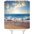 thumbnail image 4 of Sunset Beach Shower Curtain Tropical Ocean Landscape Orange Sky Hawaiian Coastal Seascape Sea Waves Summer Seaside Nature Scenery Bath Curtain with Plastic hookss, 4 of 6