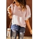 thumbnail image 2 of ABPHQTO Top de mujer con mangas volantes de encaje de satén rosa, 2 of 5