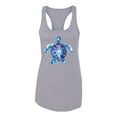 thumbnail image 2 of Sea Turtle Tie Dye Art Animal Lover Ladies Racerback Tank Top, Heather Grey, X-Large, 2 of 3