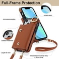 thumbnail image 5 of Phone Case for iPhone 13 Mini 5.4 inch Wallet Cover with Screen Protector and Ring Stand Credit Card Holder Slot Crossbody Strap Cell iPhone13mini i-Phone 13minicase i iPhone13 13mini Women Girl Brown, 5 of 7