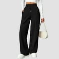 thumbnail image 2 of Mepaouo Wide Leg Sweatpants for Women 2024 High Waisted Drawstring Workout Loose Flare Sweats(Black,XL), 2 of 7