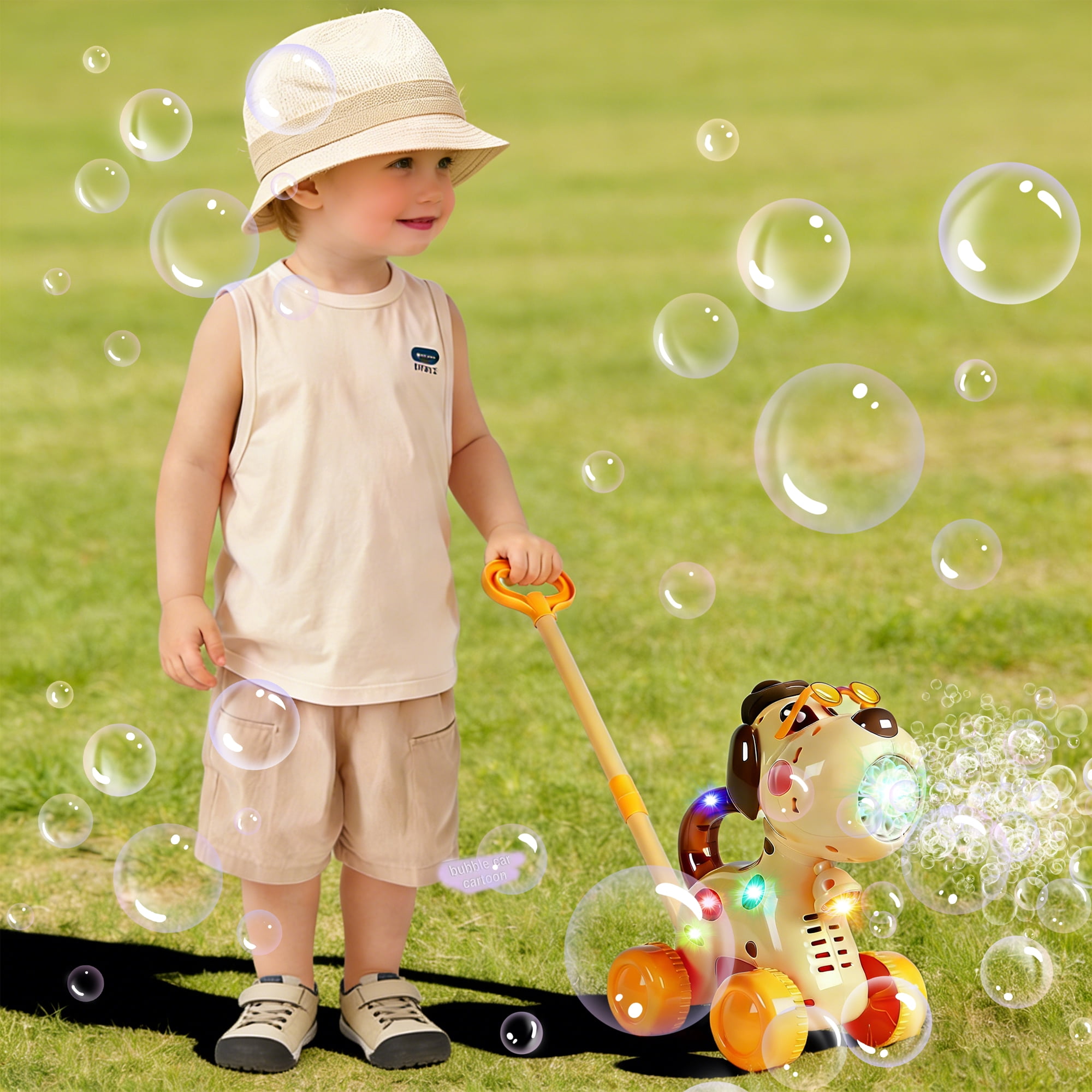 Jaawind Automatic Bubble Machine for Toddlers, Portable Dog Bubble Maker Blower Cart Toys for 3-6 Years Old Boys Girls, Bubble Lawn Mower, Kids Outdoor Toys, Birthday Gift