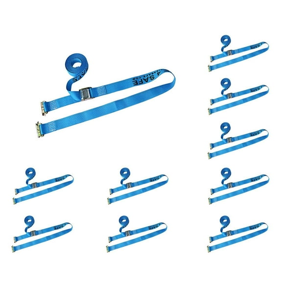 Mega Cargo Control 10 Pack 2" x 20' E-Track Cam Buckle Strap for Motorcycle Pick up Truck Trailer Enclosed Cargo Tie Down WLL: 833 lbs Blue