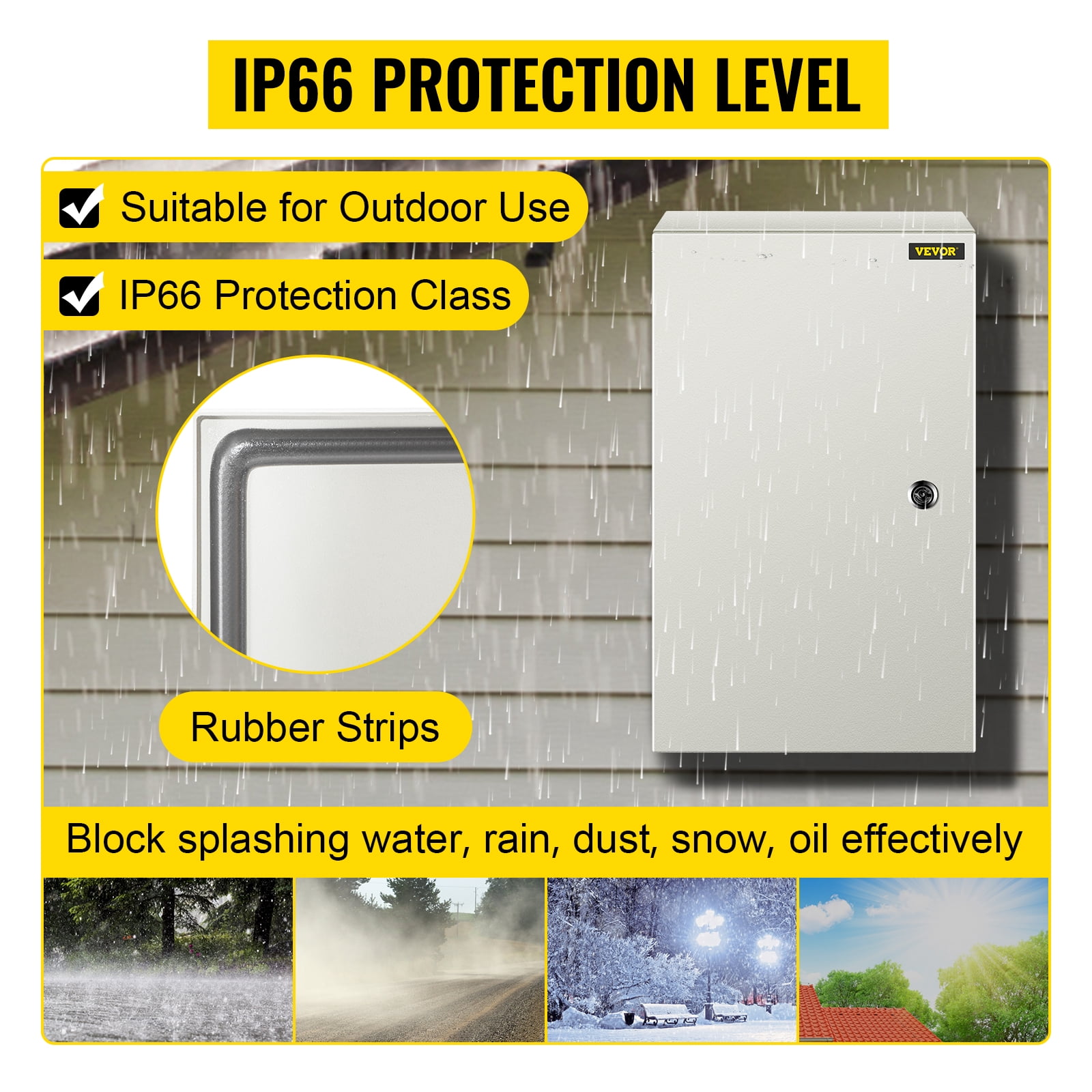 VEVOR Gray Carbon Steel 22.83"x14.57"x12.6" IP65 Weatherproof Electrical Enclosure Box
