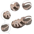 thumbnail image 5 of Rokment Women's Platform Closed Toe Gladiator Sandals Glitter Rhinestones Comfortable Leather Orthopedic Chunky Wedge Walking Dress Sandals with Arch Support for Woman Pink Size 7.5, 5 of 7