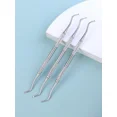 thumbnail image 2 of 3pcs Stainless Steel Sticks Double Ended Nail Art And Cuticle Pusher Remover Durable Professional Manicure Pedicure Cleaner Tool For Fingernail To, 2 of 4
