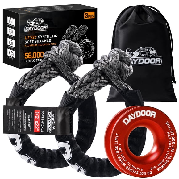 Kit de recuperación Soft Shackle DAYDOOR, 22 pulgadas, 56 000 libras, paquete de 2