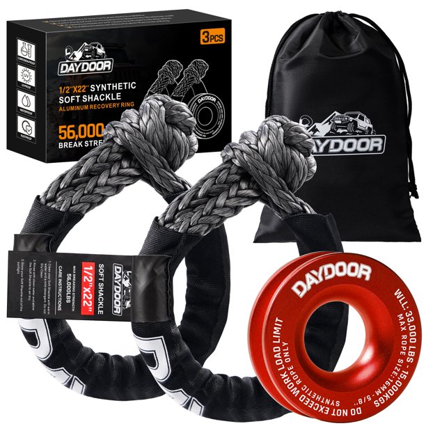 Kit de recuperación Soft Shackle DAYDOOR, 22 pulgadas, 56 000 libras, paquete de 2