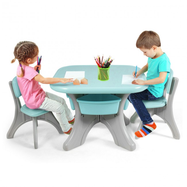 wooden play table and chairs