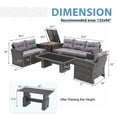 thumbnail image 4 of JOIVI 8 Piece Outdoor Furniture Set, Outdoor Patio Conversation Sets with Lift Dining Table and Deck Box, Outdoor Couch Set with PE Rattan Sectional Sofas for Lawn, Deck, Balcony, Grey, 4 of 7