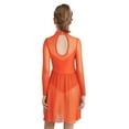 thumbnail image 2 of Nyeemya Girls Rhinestones Modern Lyrical Dance Dress Long Sleeves Mesh Patchwork Chiffon Splice Skirt Leotard Orange 12, 2 of 5