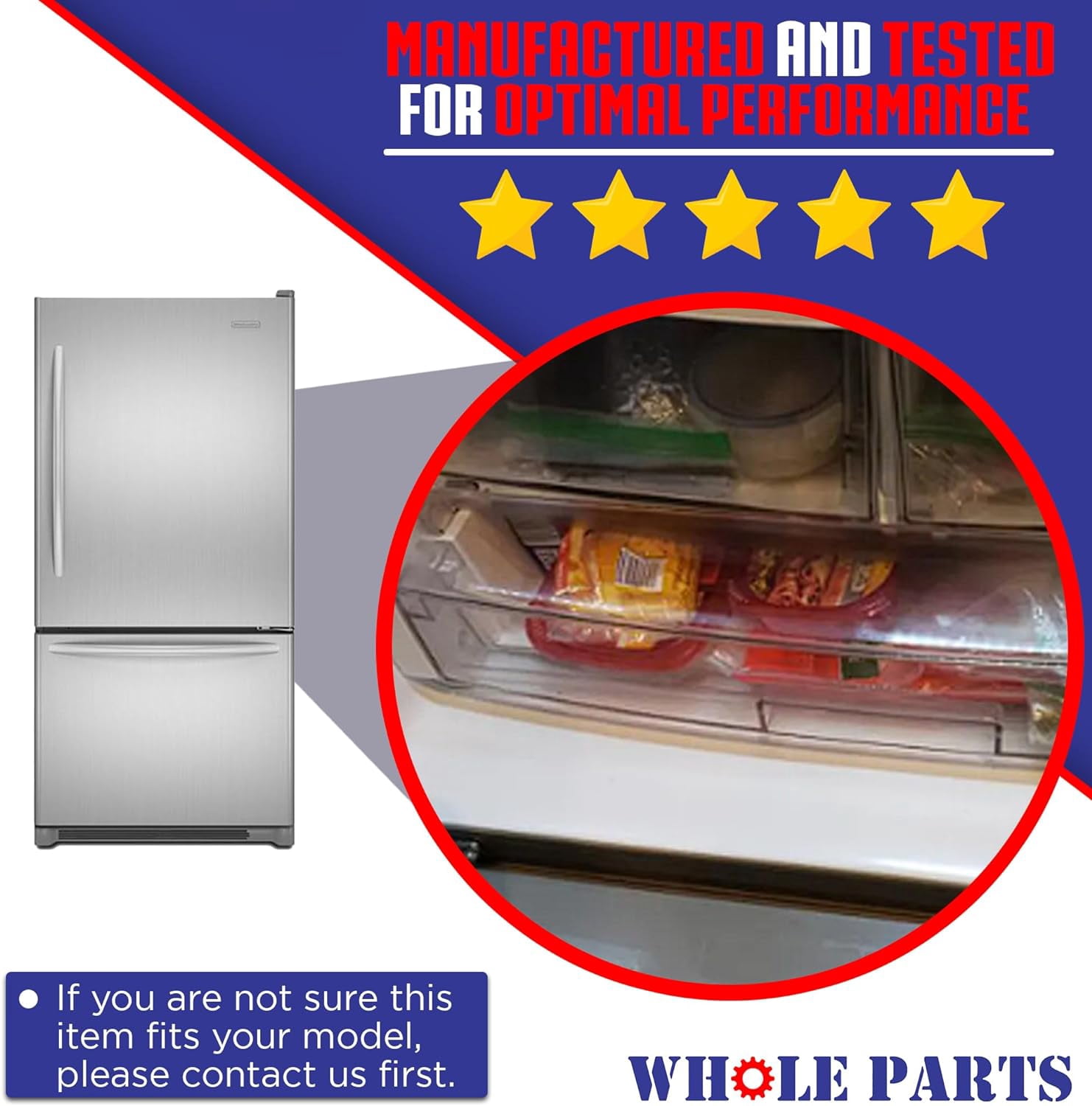 Whole Parts Refrigerator Shelf Tray Liner Cover Assembly (Clear color) Part# ACW74118102 - Replacement and Compatible with Some LG and Kenmore Refrigerators