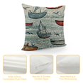 thumbnail image 4 of Lighthouse Fluffy Throw Pillow Cushion Cover, Seagulls Lighthouses Message Bottles Steamboats Sailboats Wavy Pattern Nautical, Decorative Square Accent Pillow Case,  Multicolor, 4 of 5