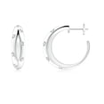 thumbnail image 2 of ANGARA Natural Flush-Set Diamond Star Dome Hoop Earrings in 14K White Gold for Women (Size-1.95mm| Color-H| Clarity-SI2) | Anniversary, Jewelry Gift for Women | Natural Diamond Earrings, 2 of 8