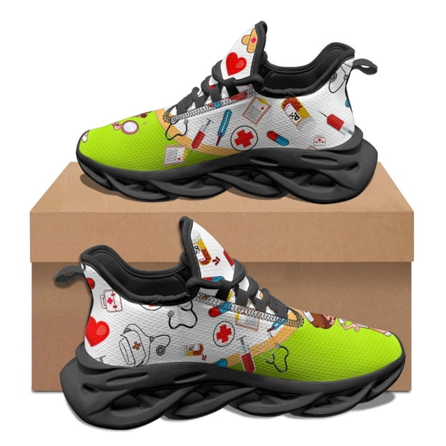 Zapatillas deportivas de otoño e invierno con diseño de enfermera de dibujos animados kawaii para mujer, transpirables, suaves y con estampado a pedido