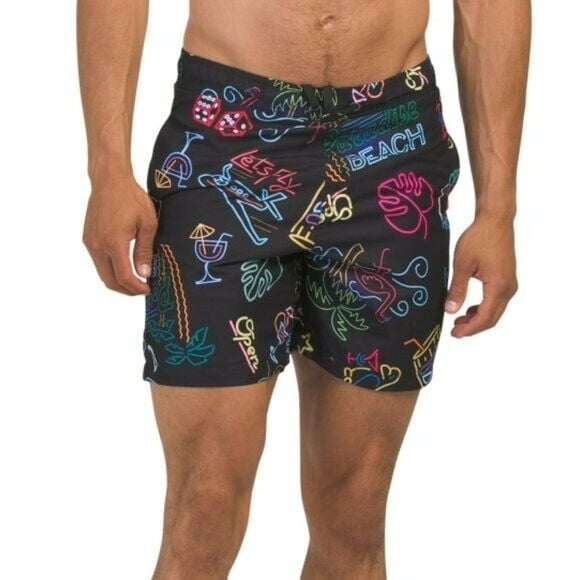 Men's Spandex Hawaiian Beach Board Shorts – Classic Hibiscus Print With Zipped Pocket